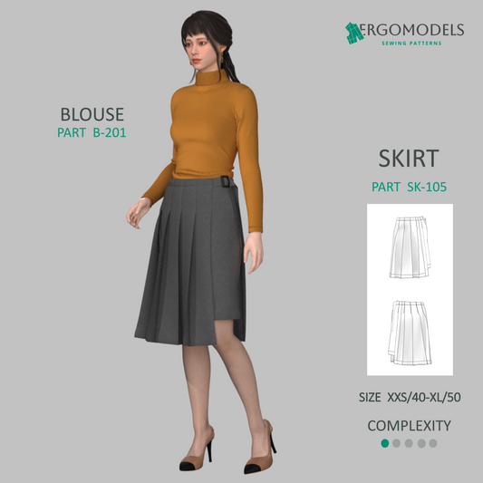 Modern clothing sewing pattern — DXF and PDF files included