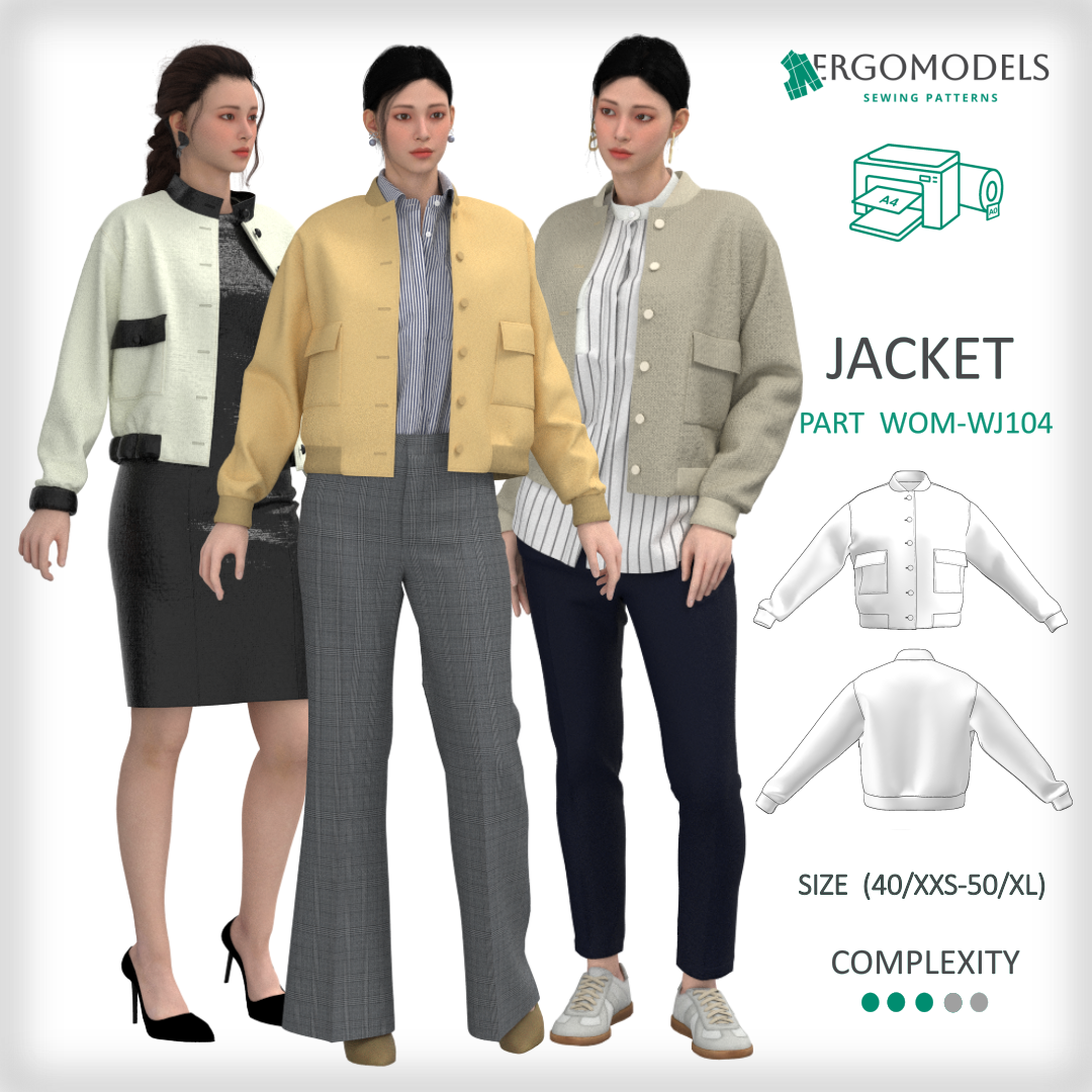 Women's bomber jacket PDF sewing pattern WJ104 - product label