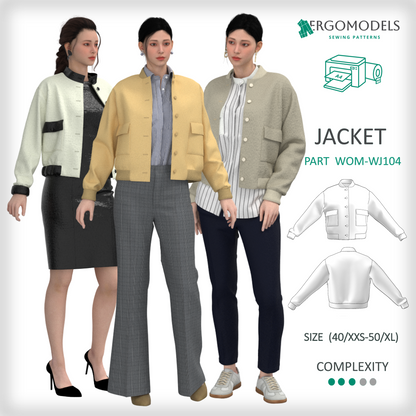 Women's bomber jacket PDF sewing pattern WJ104 - product label