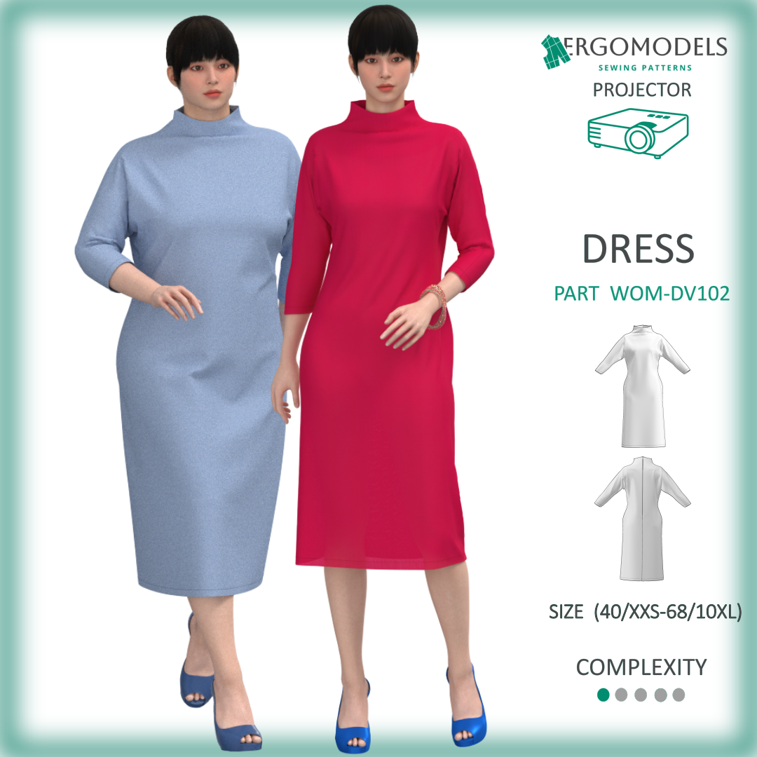 Projector Sewing Pattern: Women’s Dress – DV102, All Sizes (Instant Download)
