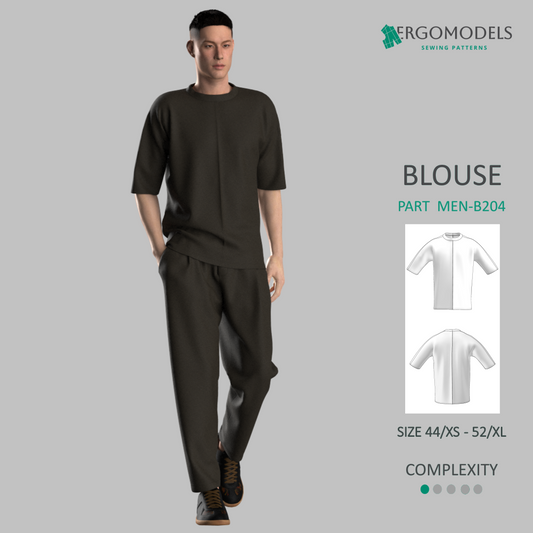 Basic Top Pattern Men Men's Shirt, T-Shirt & Hoodie Sewing Patterns PDF | Ergomodels