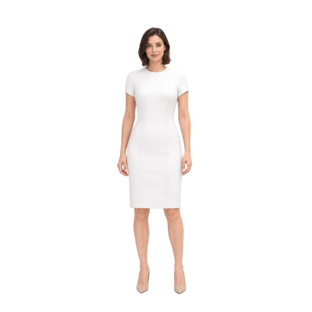 V102 Women Fitted Dress — Front View Technical Drawing