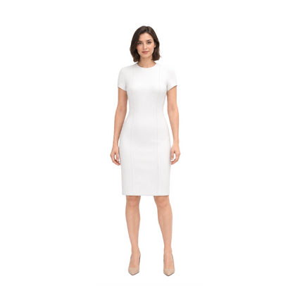 V102 Women Fitted Dress — Front View Technical Drawing