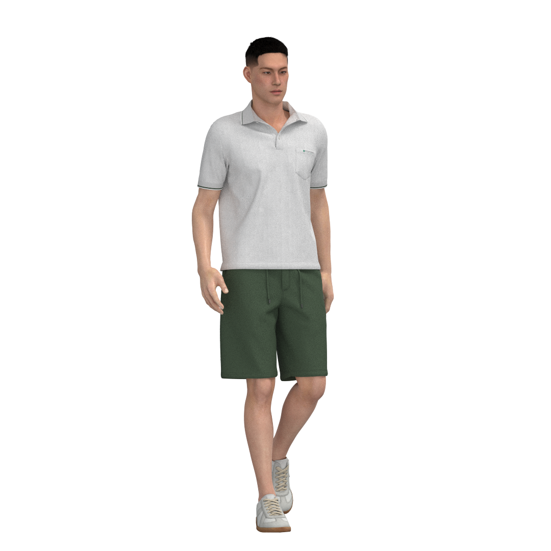 Free PDF sewing pattern unisex shorts MS201 — side view Ergomodels