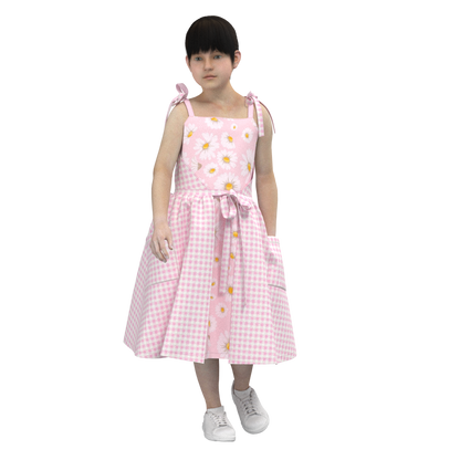 Girls dress sewing pattern KD02 — back view printable PDF
