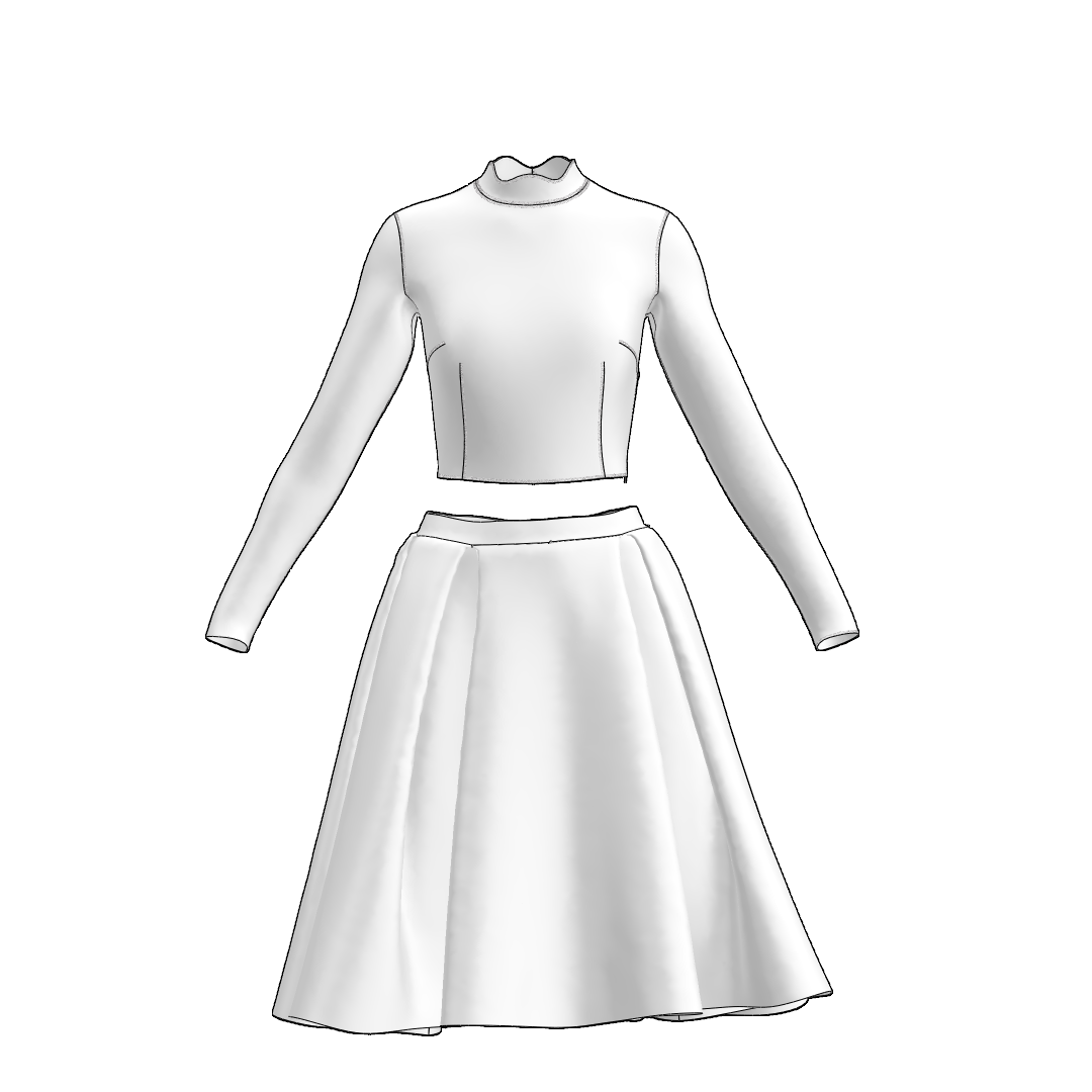 PDF Sewing Pattern: Women Skirt SK108  & Blouse B113 (instant download)