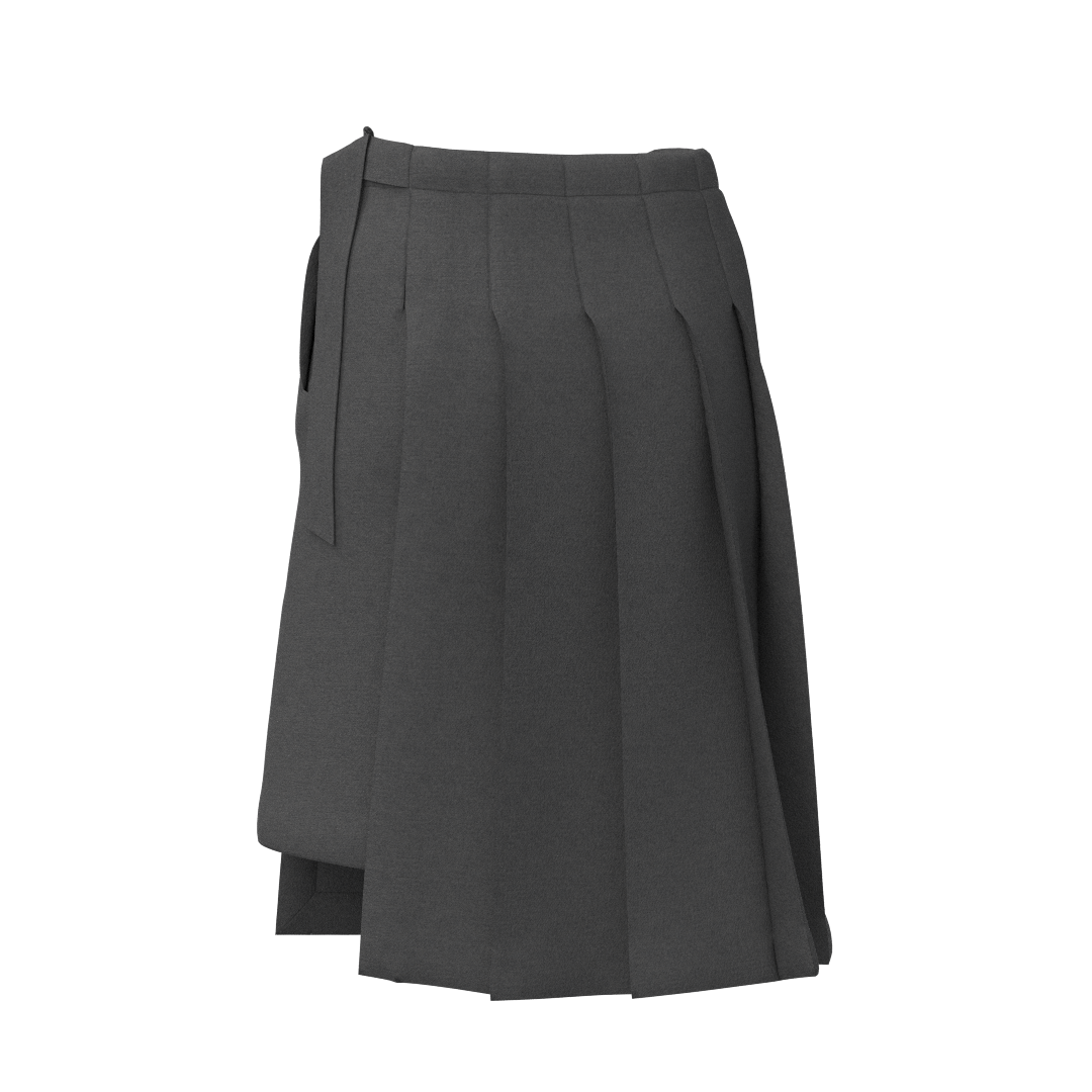 Women's wrap skirt SK105 — back view, lined skirt with side zipper
