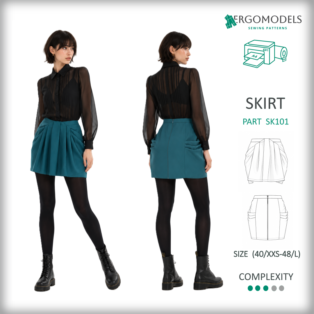 Women's mini skirt sewing pattern SK101 — PDF instant download | Ergomodels
