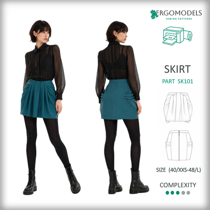 Women's mini skirt sewing pattern SK101 — PDF instant download | Ergomodels
