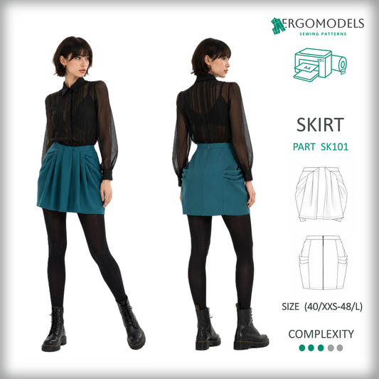 Women's mini skirt sewing pattern SK101 — PDF instant download | Ergomodels
