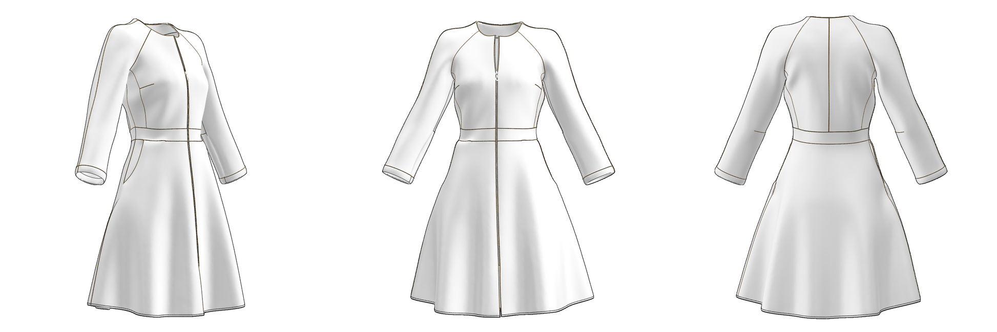 PDF&DXF sewing pattern D101 — dress silhouette detail Ergomodels
