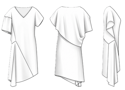 Women's dress AGD301 — pattern piece layout one piece design Ergomodels
