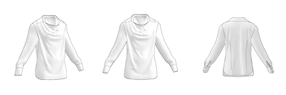 	Blouse B114 — technical drawing with measurements and construction details