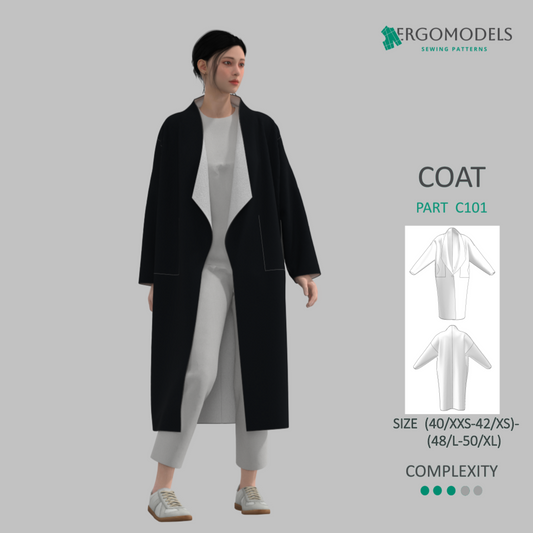 Printable PDF and DXF sewing pattern for garment making