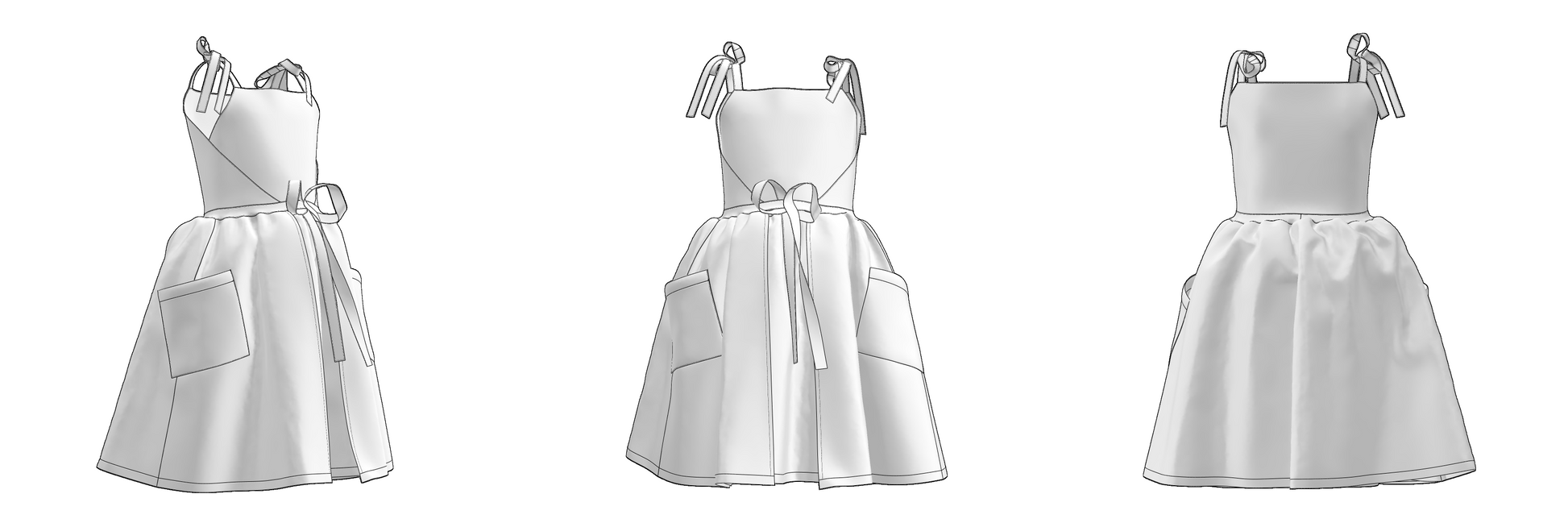 Sewing pattern for girls dress KD02 — front view Ergomodels
